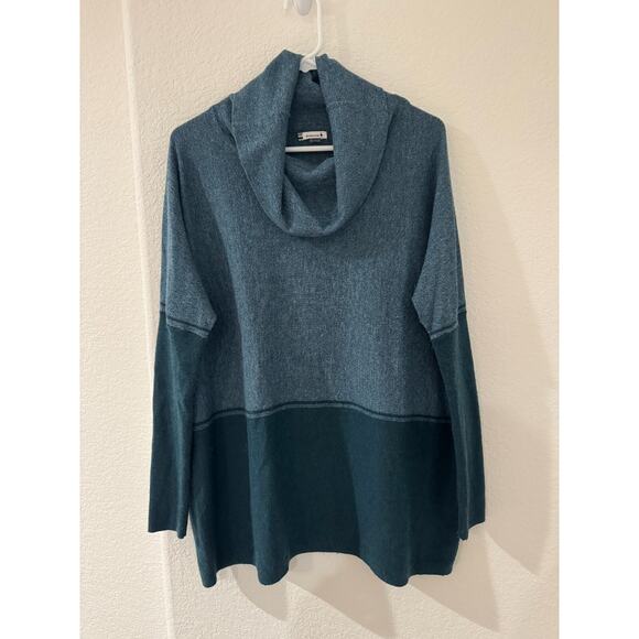 Smartwool Sweater Women's Sz M Blue Green Cowl Neck Long Sleeves Wool Blend - Picture 1 of 7